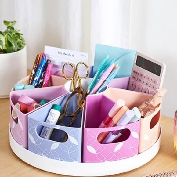 Erin Condren Large Mid Century Circles Rotating Desk Organizer NEW - Picture 2 of 6